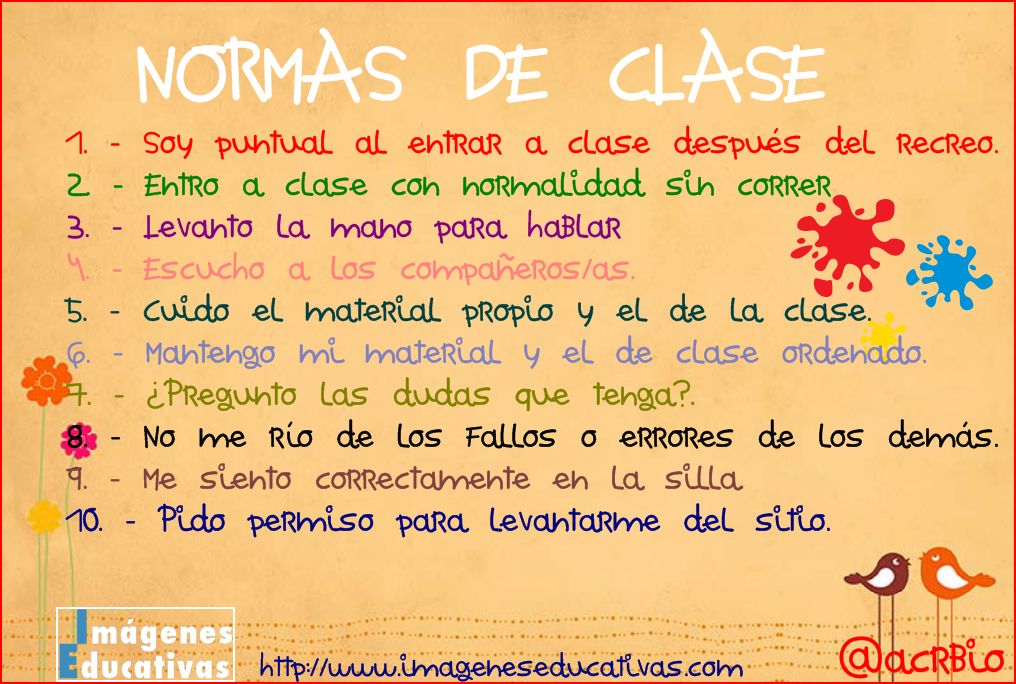 NORMAS DE LA CLASE