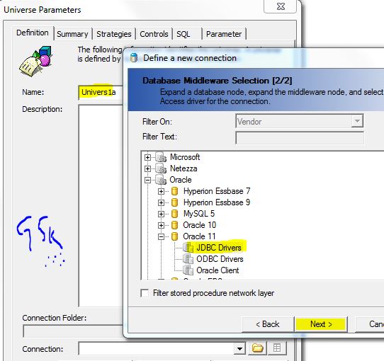 Knowledge is Here... Universe Design Tool Oracle jdbc connection error