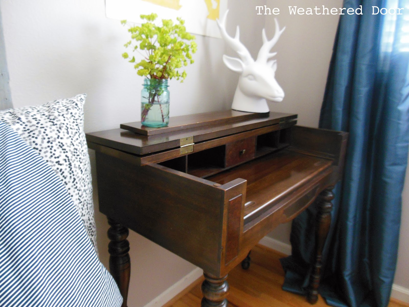 A Dark Wood Spinet Desk And Stepping Away From The Paint Brush