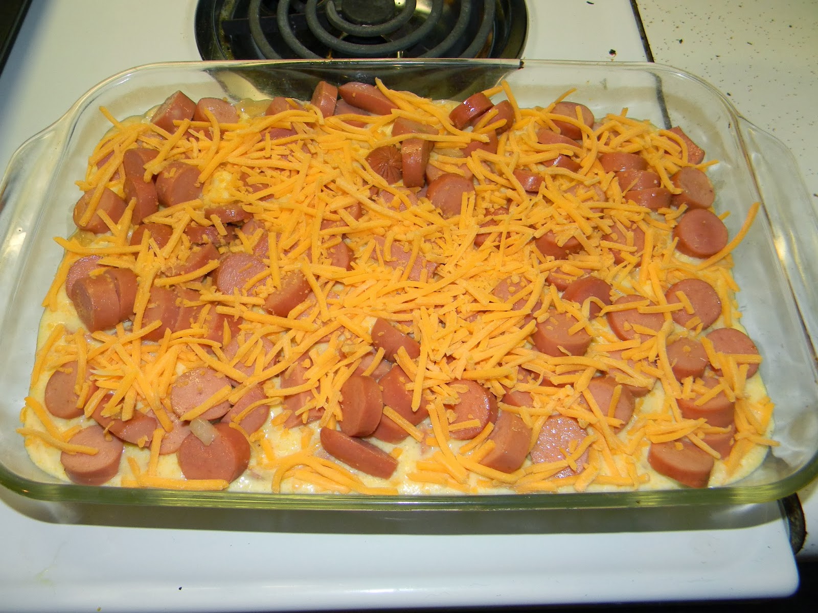 Growing to Four Corn Dog Casserole