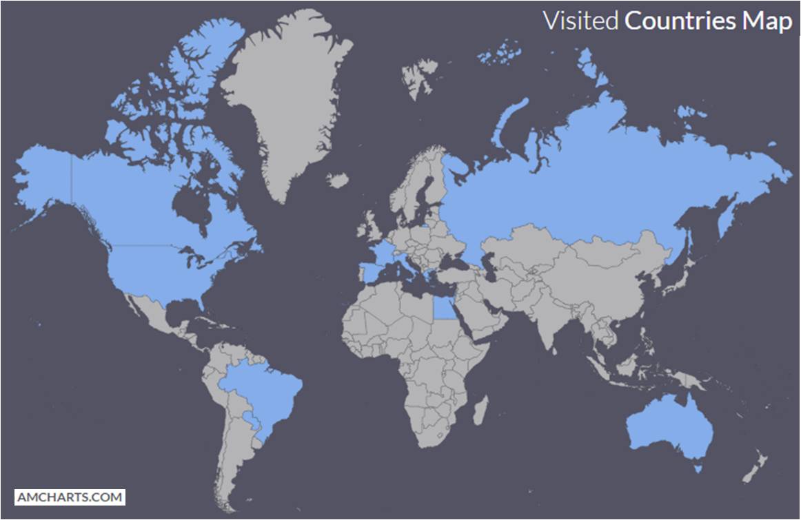 Visited Countries Map (in blue :-)