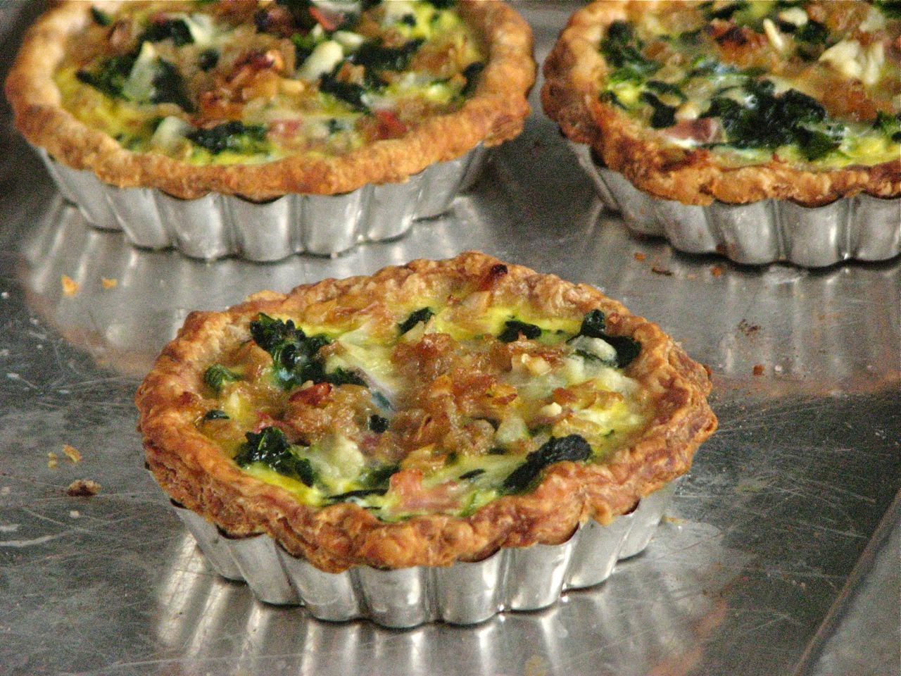 Delectably Mine Mini Spinach, Onion and Prosciutto Quiche