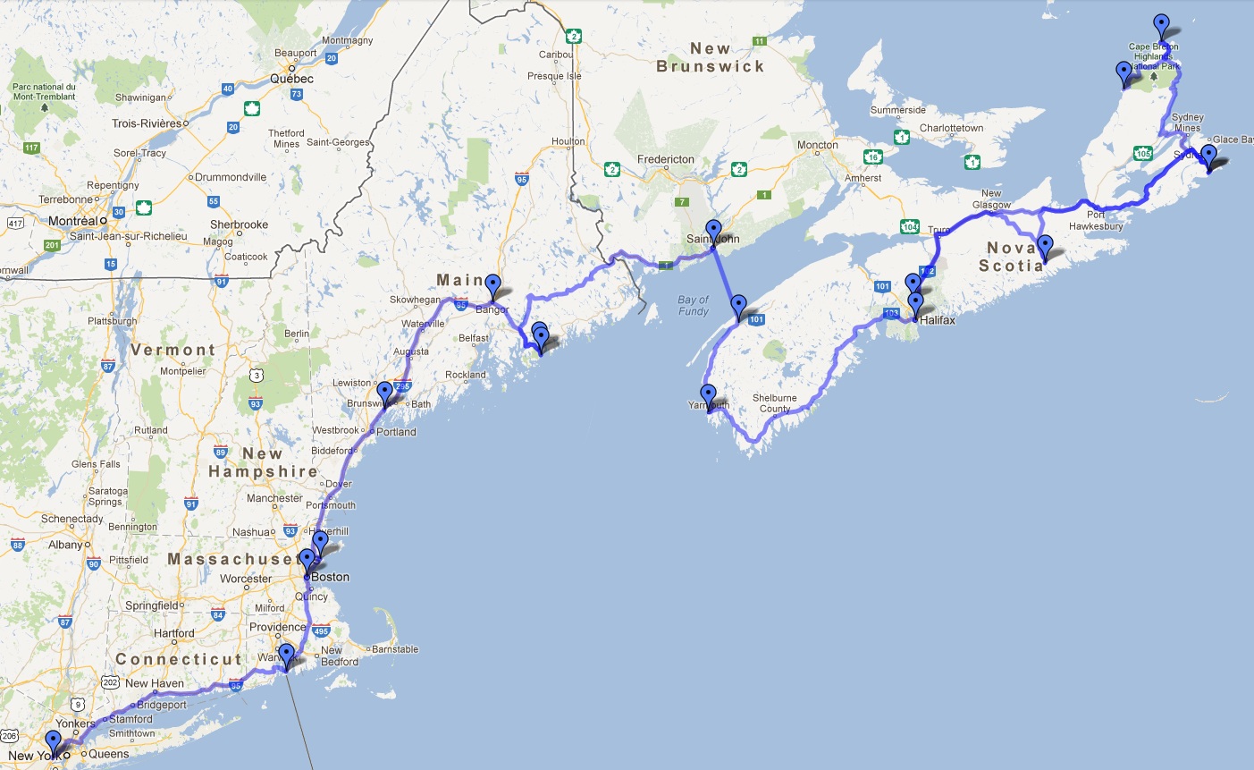 On the road from New York to Nova Scotia (New England) Arianna The