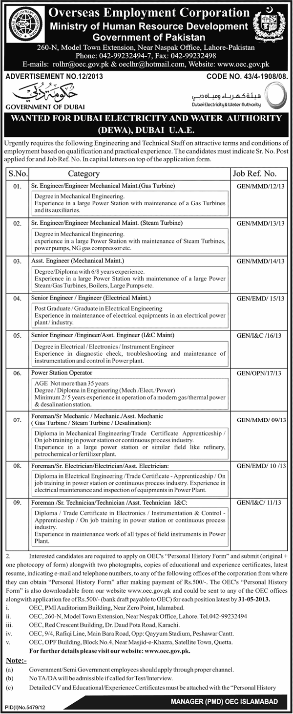 Jobs in DEWA Dubai Electricity and Water Authority Top Jobs for