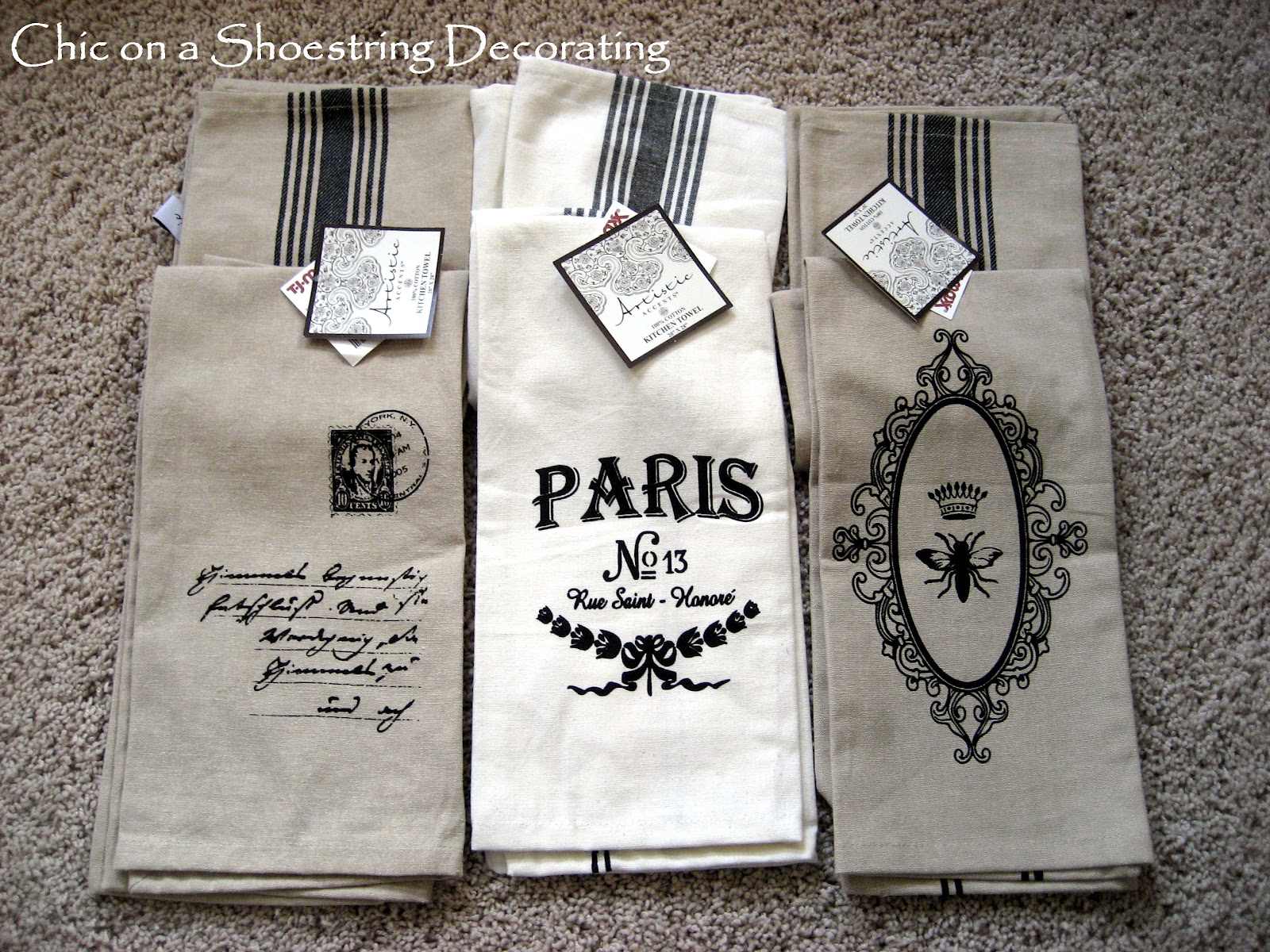 Chic on a Shoestring Decorating Frenchy Dish Towel Love
