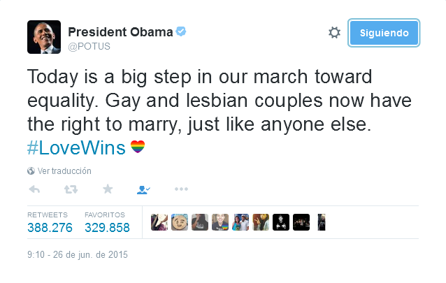 Barack Obama Dice #LoveWins En Twitter