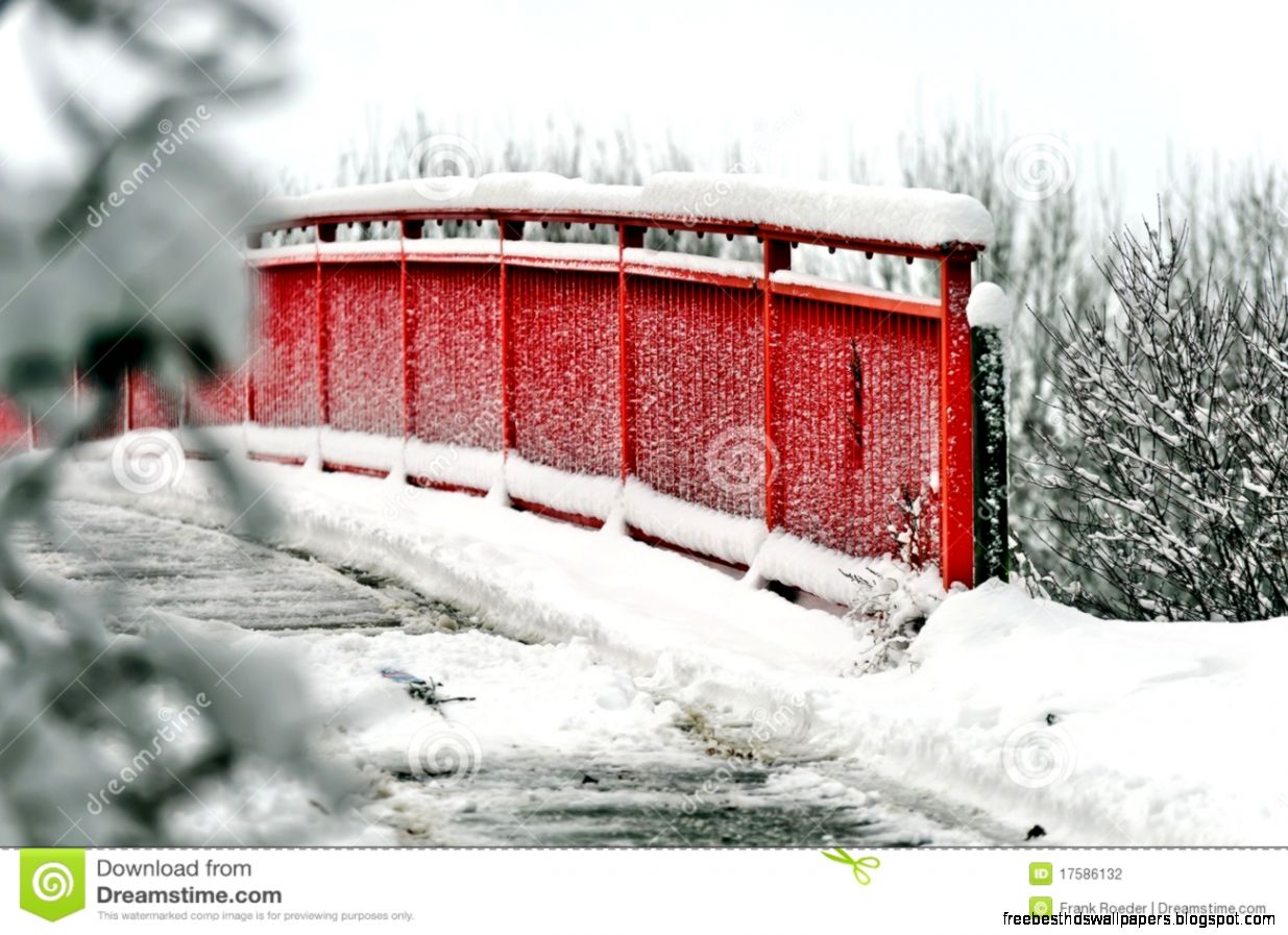 Red Bridge In The Snow Stock Photography Image 17586132 Red Bridge In The Snow Stock Photography Image 17586132
