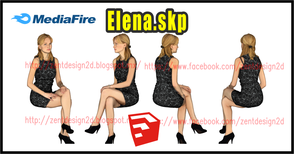 Elena Girl 3D SketchUp ZENT DESIGN 2D