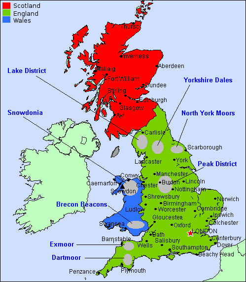 england tourist map