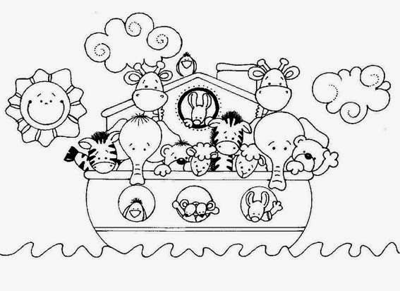 Dibujos Cristianos Para Colorear: Dibujo del Arca de Noe Infantil para  colorear