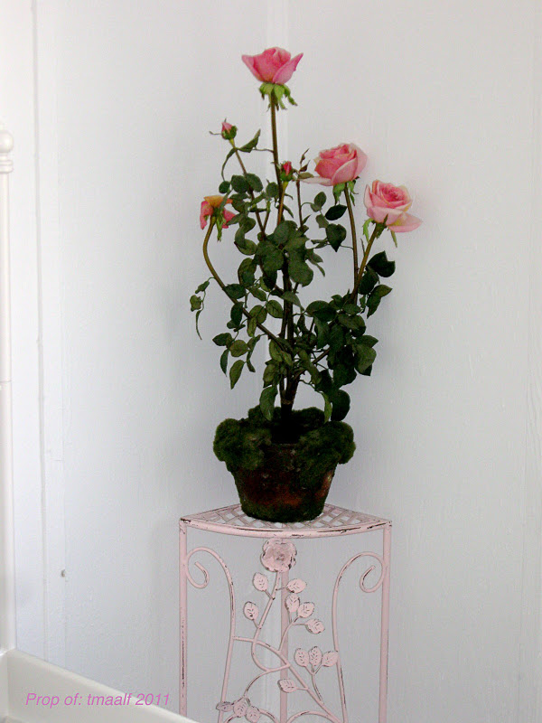 Two Men and a Little Farm PINK STAND WITH ROSE BUSH