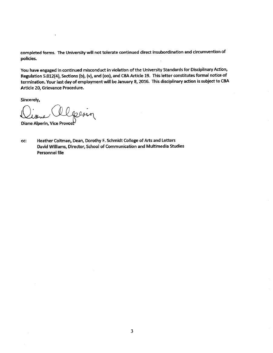 termination for insubordination