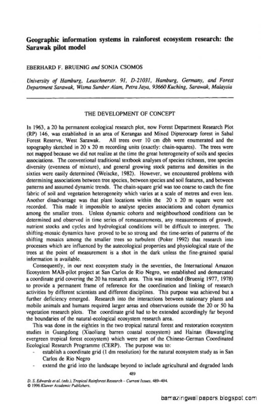 Geographic information systems in rainforest ecosystem research Geographic information systems in rainforest ecosystem research