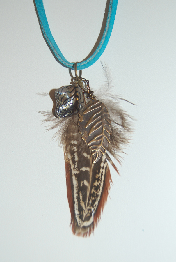 Lynn's Craft Blog Feather Pendant Necklace with Embossed Metal and