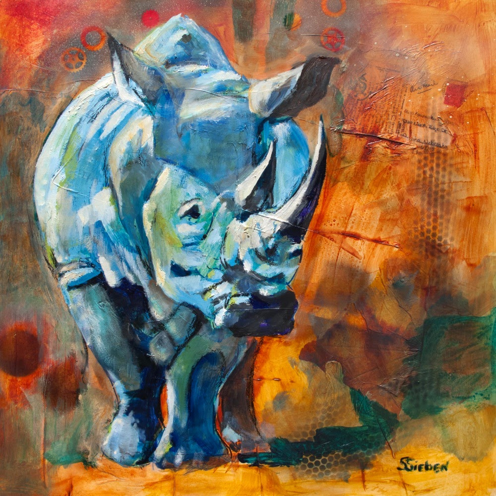 Contemporary Artists of Arizona "Rhino Romp Whimsical Wild Kingdom
