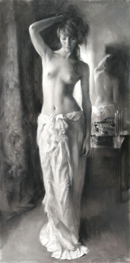 Vicente Romero pinturas mulheres impressionistas seminuas peladas Beleza feminina em preto e branco