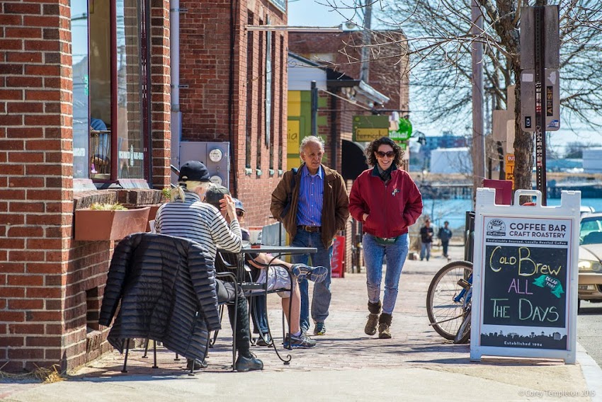 Portland, Maine April 2015 sidewalk outside of Coffee by Design at 67 India Street photo by Corey Templeton.