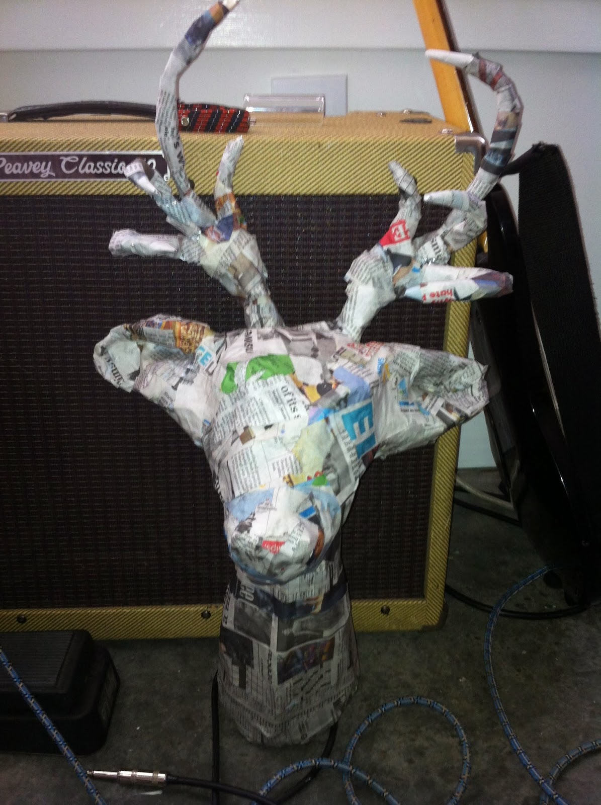 French Silver DIY Paper Mache Stag Head