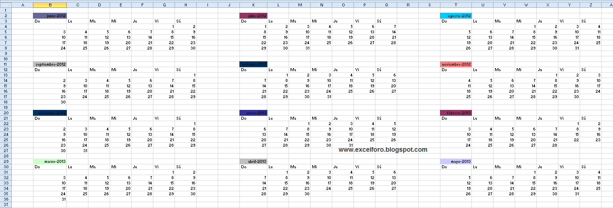 excel calander
