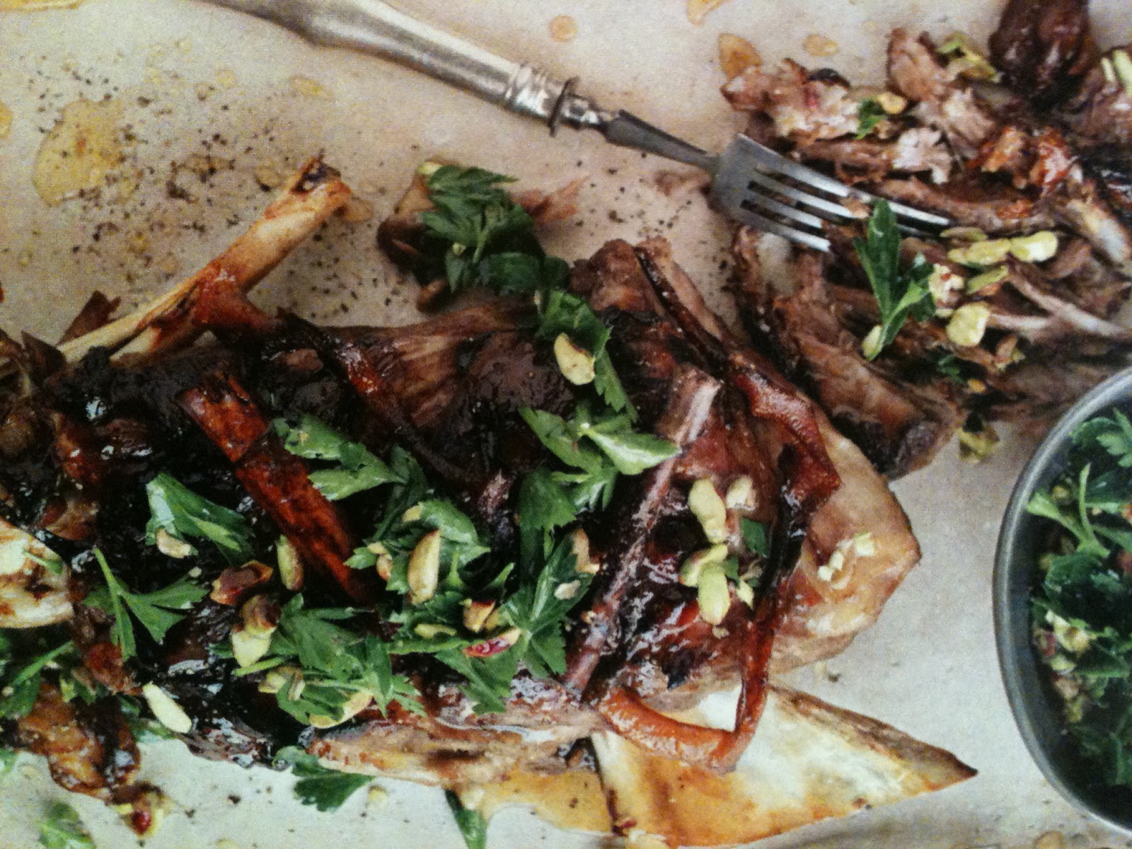 The Style Schedule Slow cooked lamb with pistachio honey dressing