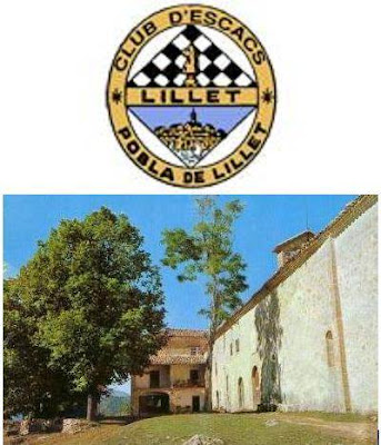Santuario de Santa María de Falgás y escudo del Club Ajedrez Lillet