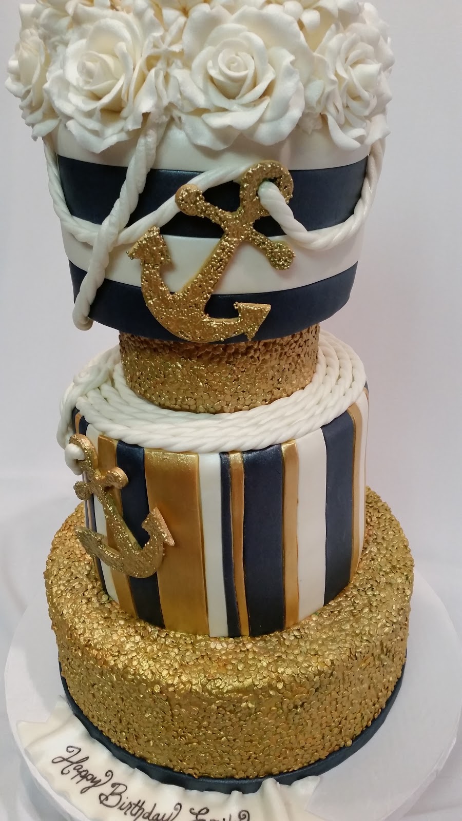 MyMoniCakes: Gold sequin nautical themed cake with ...