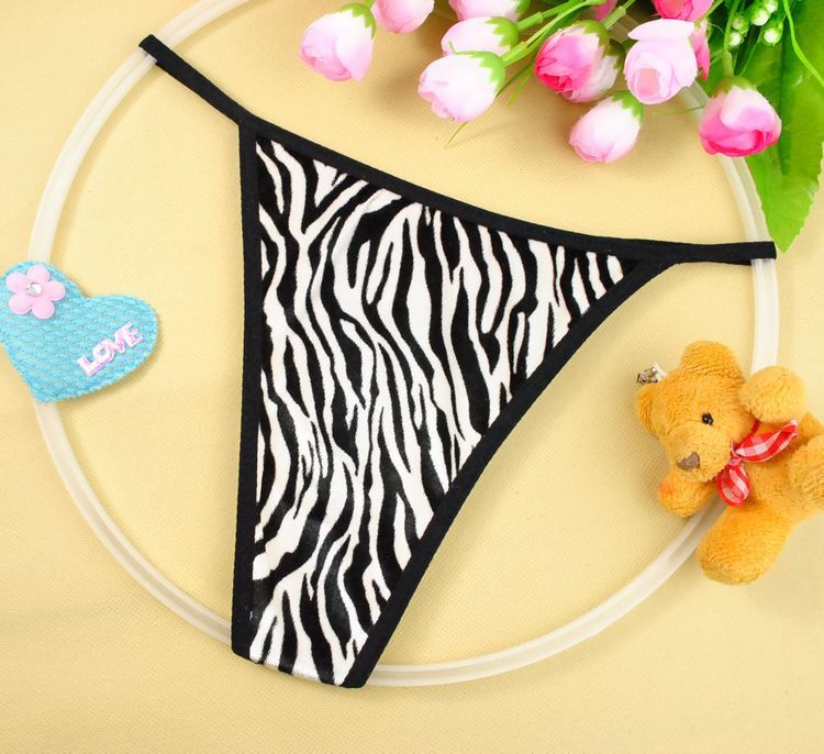 FASHION CARE 2U U2021 Sexy White Zebra Gstring Women's Underwear