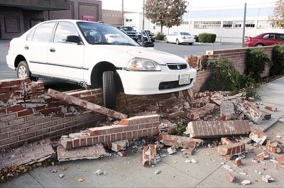 car through wall