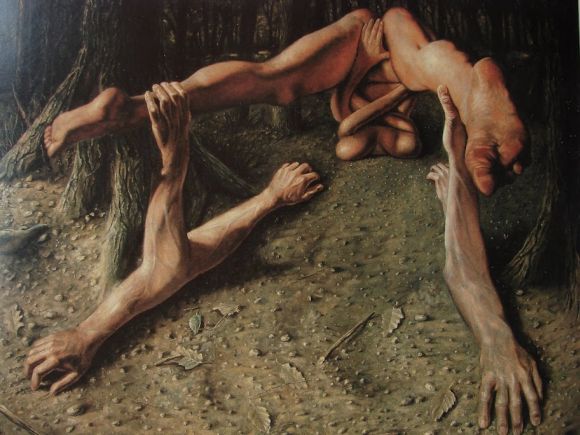 Ludwig Drahosch pinturas nudez surreal corpos unidos multiplos dominação fetiche sexo