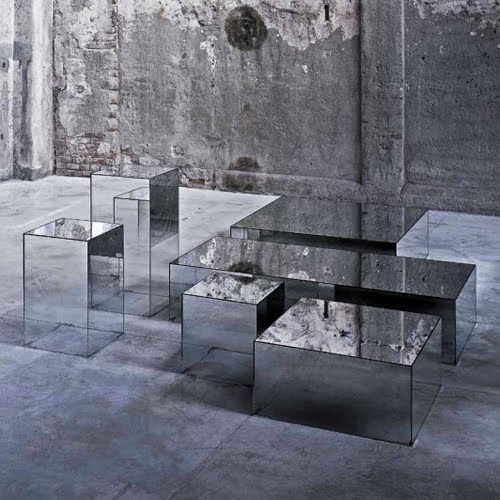 Mirrored Glass Side Tables modern design by