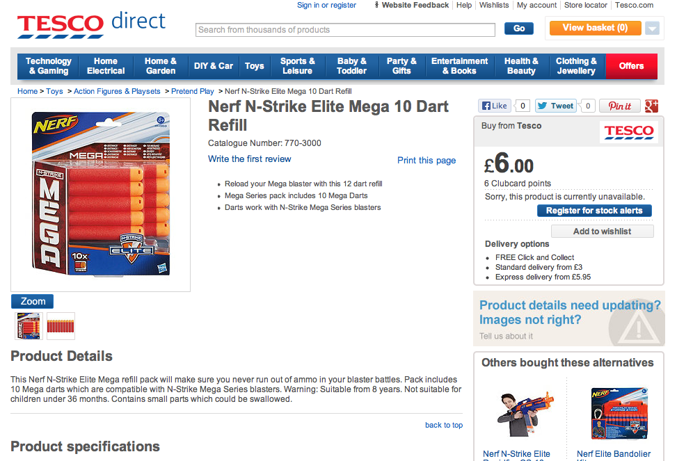 nerf target tesco