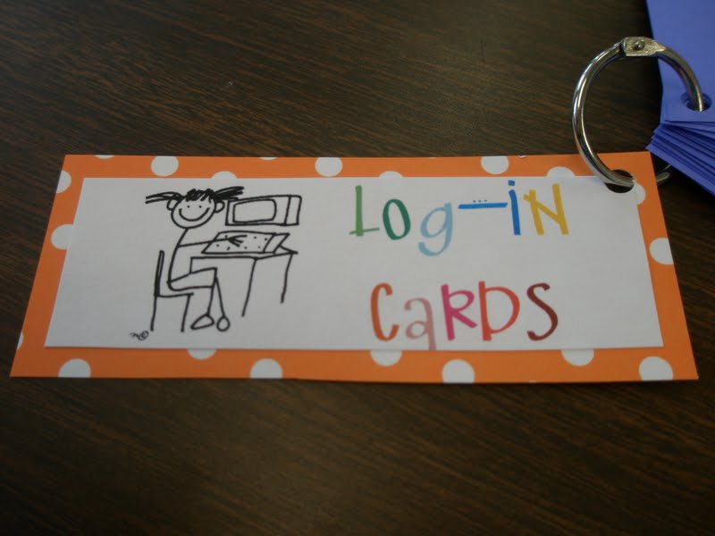 Elementary Organization computer login cards.
