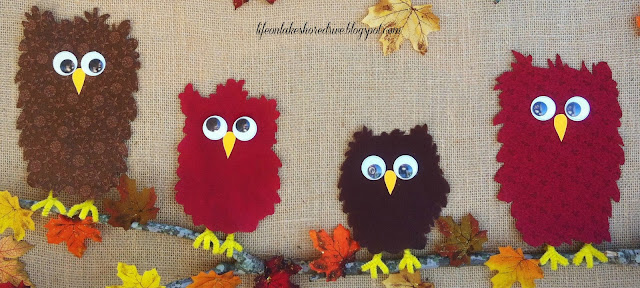 alt="Fabric Owl &  Burlap Fall Decor Tutorial Thanksgiving Wall Art"
