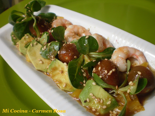 Ensalada De Berros Y Langostinos Con Vinagreta De Miso
