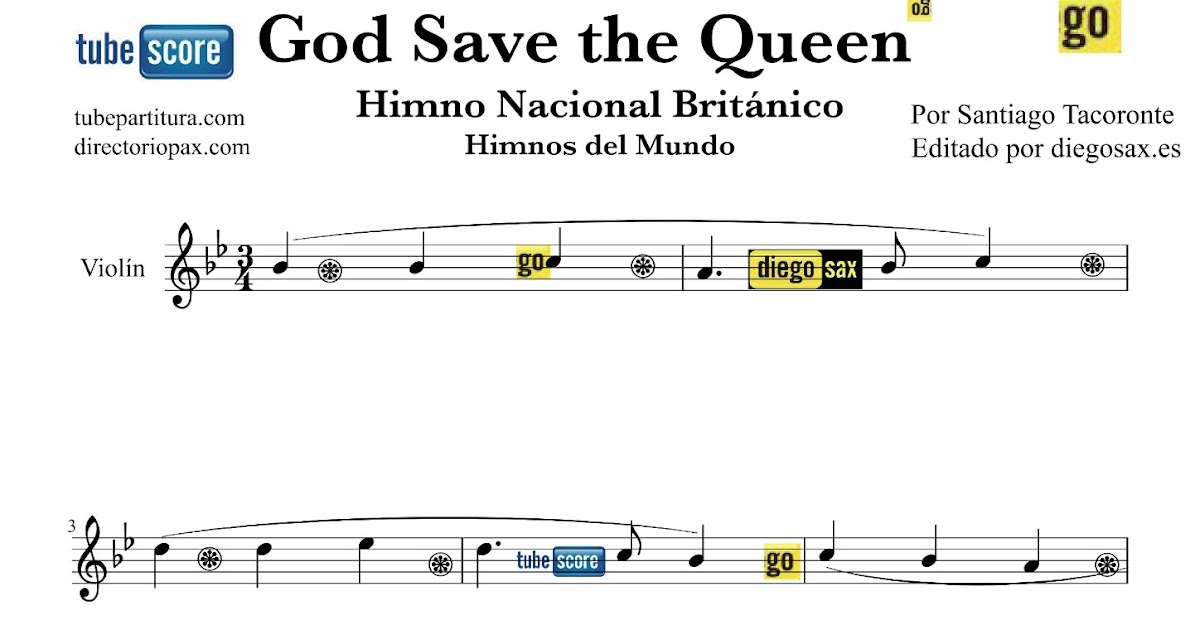 tubescore: God Save the Queen Easy Version for Violin British Nathional