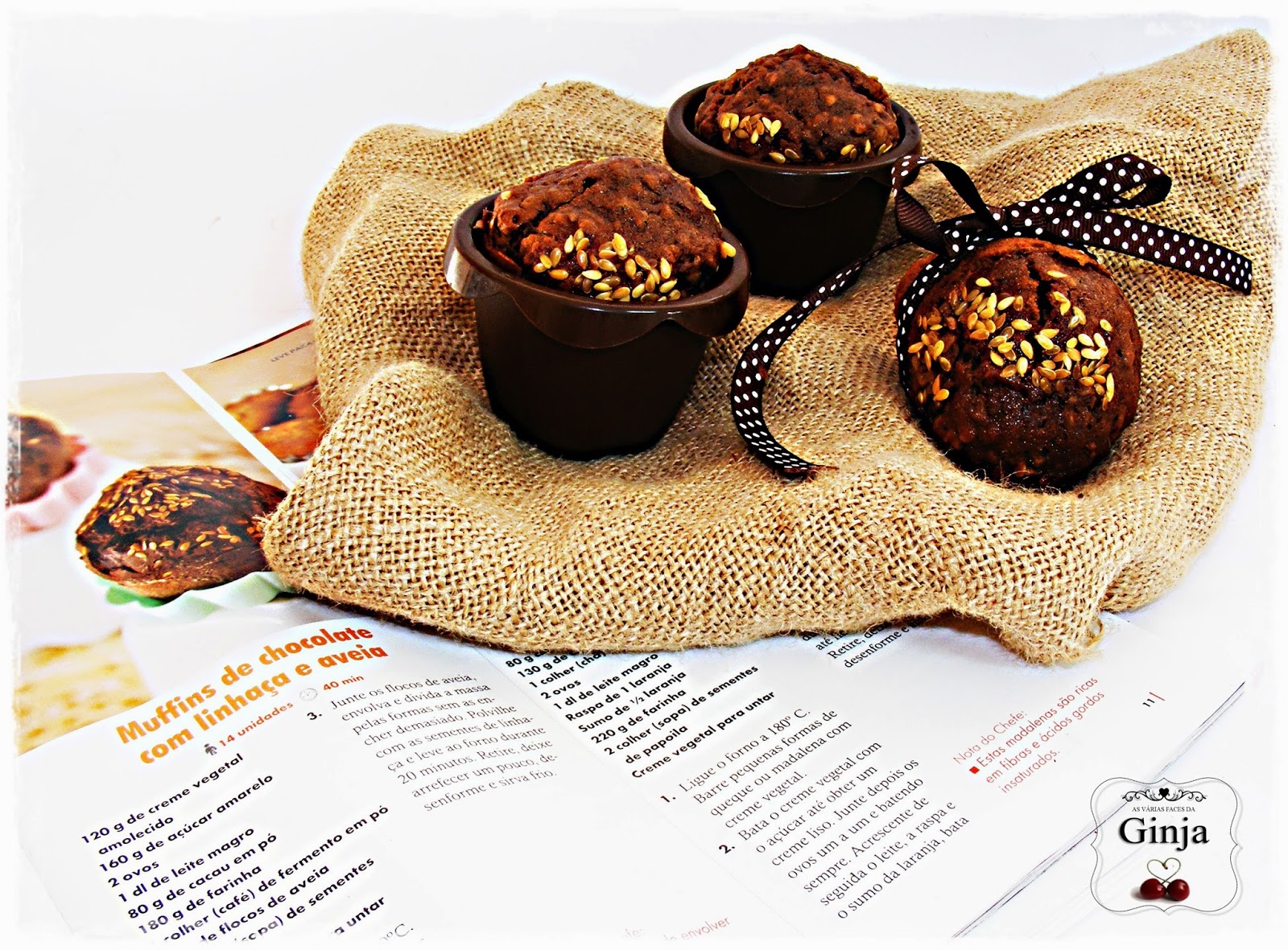 As várias faces da Ginja Muffins de chocolate, linhaça e aveia