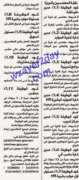 اعلانات وظائف خاليه من جريدة الاهرام - منشور بتاريخ اليوم 3/4/2015 الجمعه