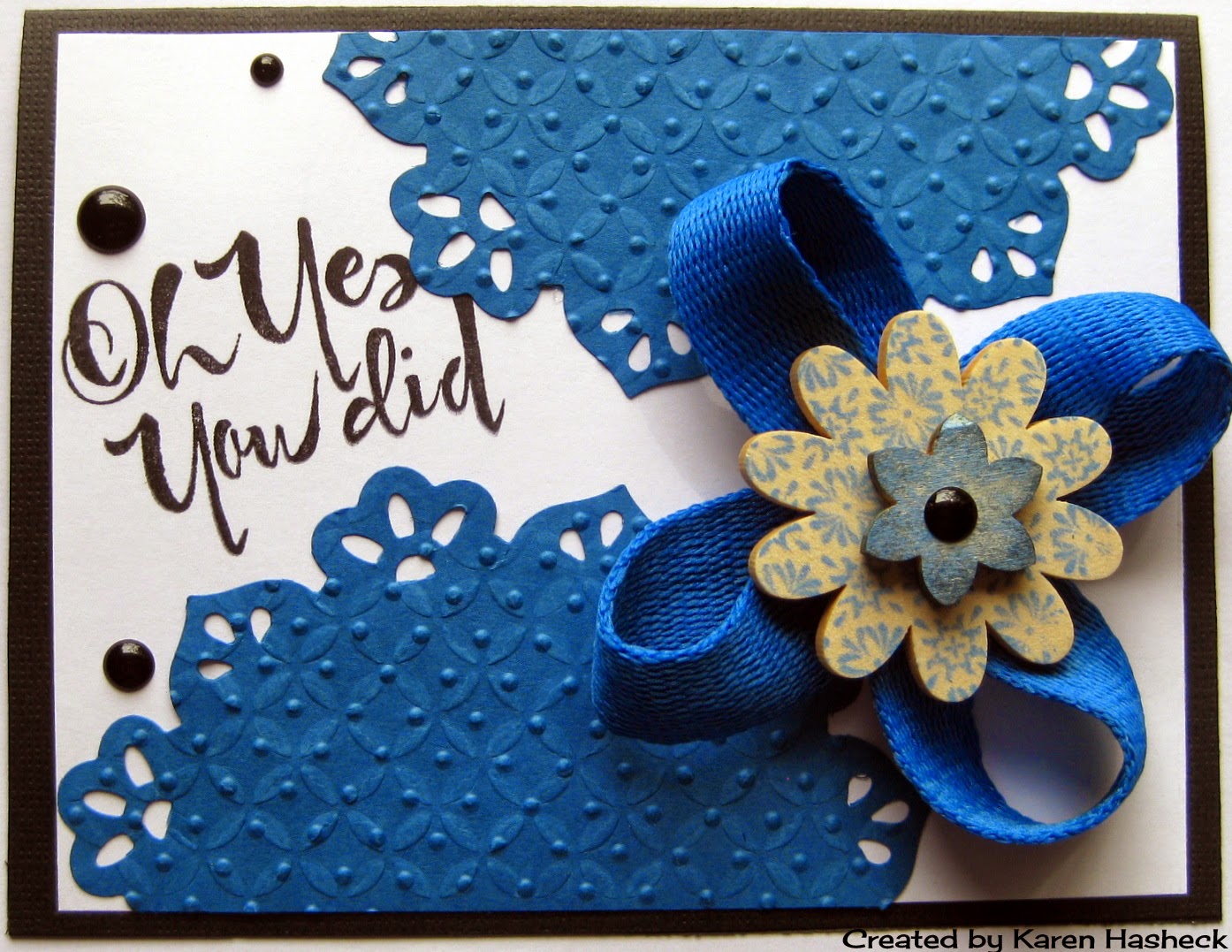 Karen's Kreative Kards Embossed Ribbon Card for Challenge
