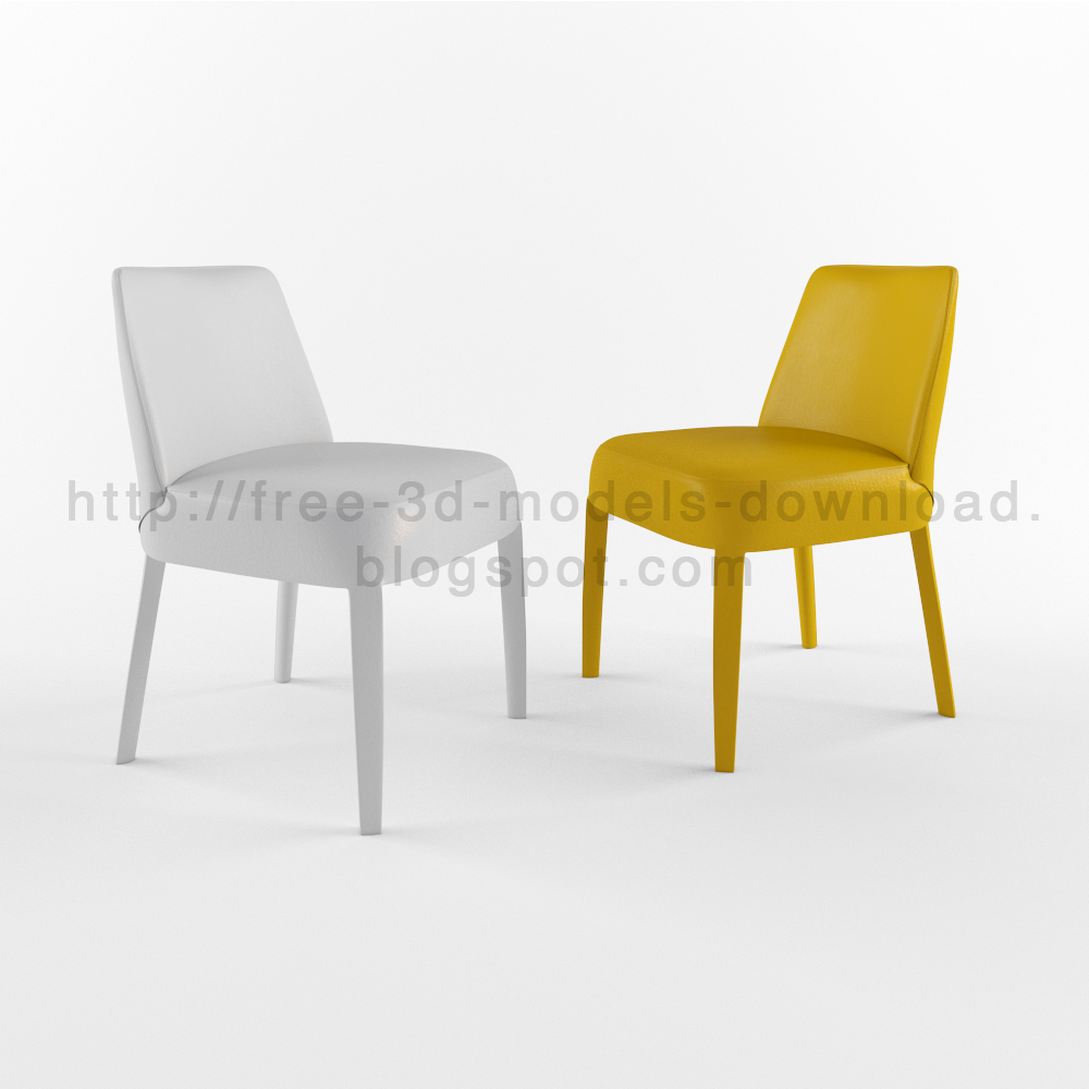 3d модель, 3d model, Febo Apta Collection, b&b, chair, стул, скачать бесплатно, free download, Italia, leather, furniture, yellow, white