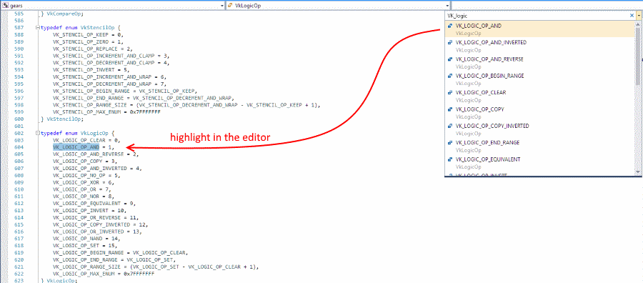 Navigate to with symbol highlight
