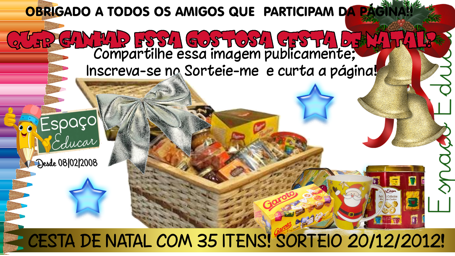 Tem promoção nova no Facebook do Espaço Educar: Quer ganhar uma deliciosa  cesta de NATAL?-ESPAÇO EDUCAR