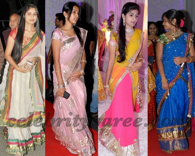 Celebrities in Rich Work Half Sarees - Saree Blouse Patterns