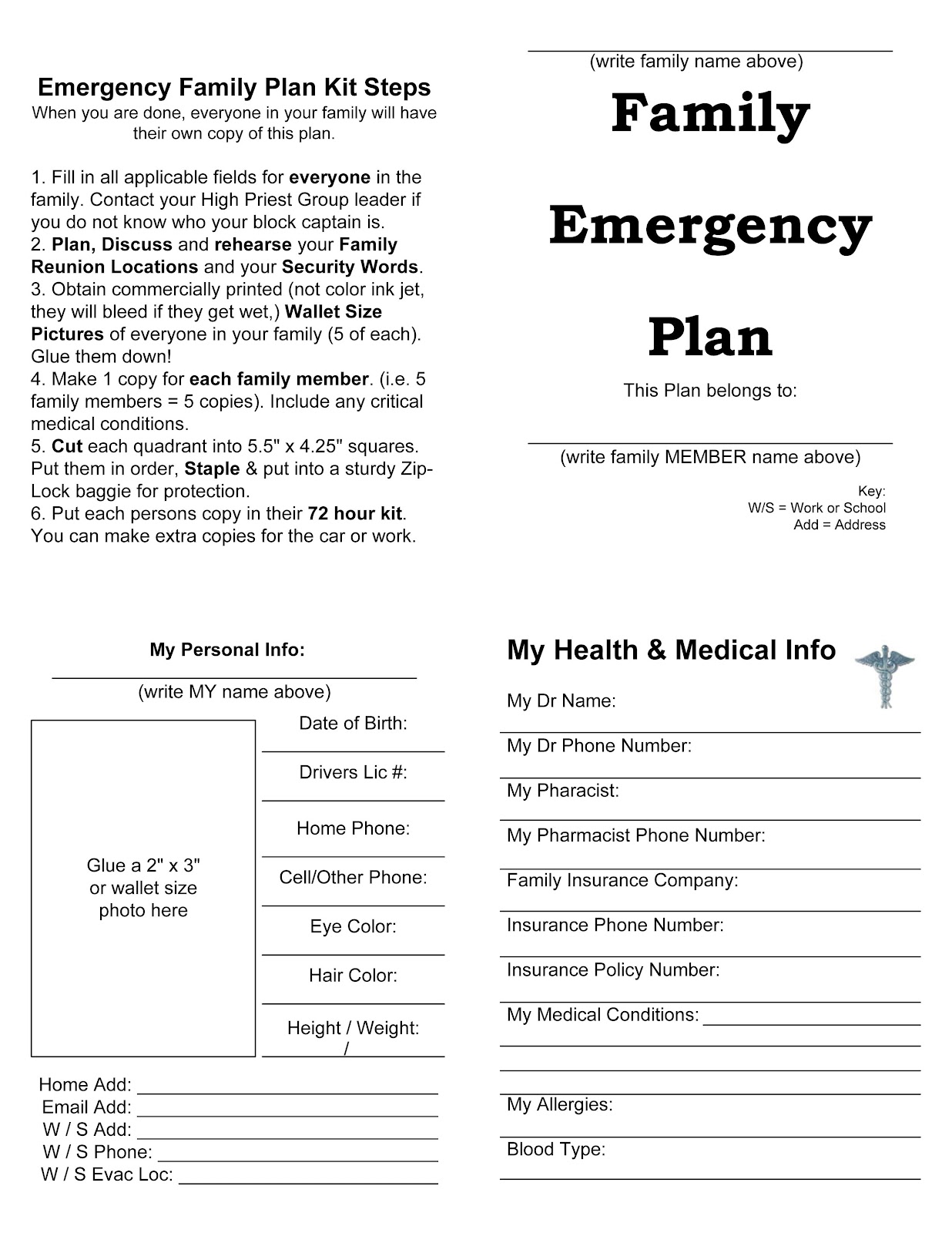 family emergency preparedness plan template