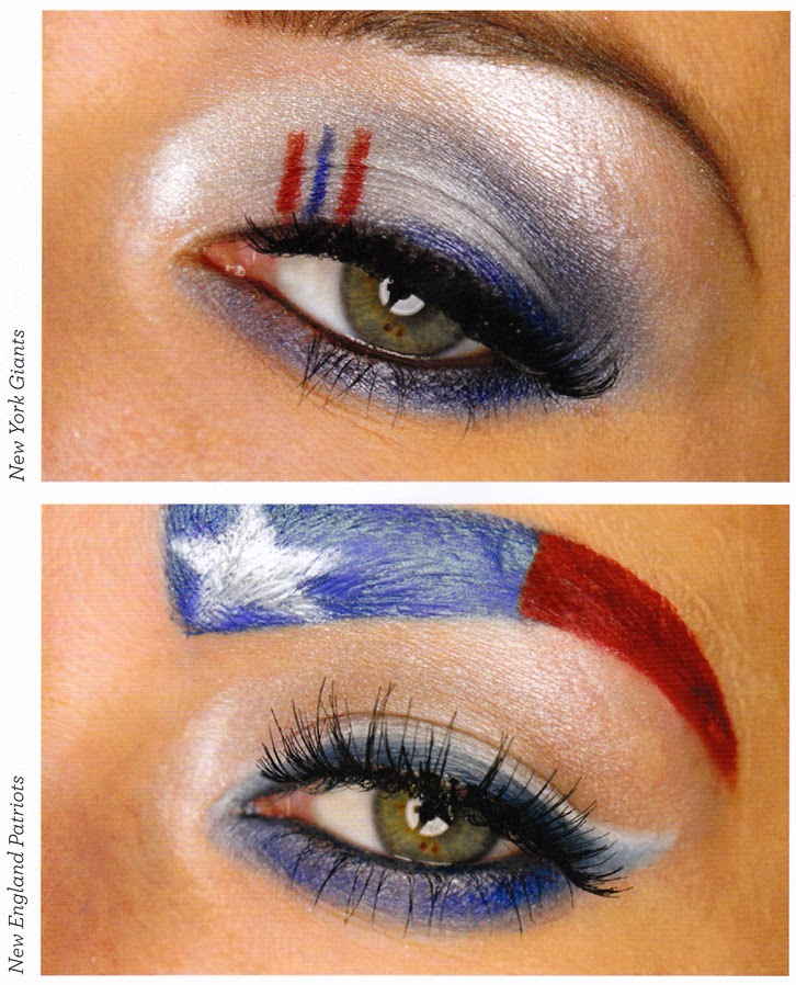 Sweater Surgery NY Giants and New England Patriots Eye Makeup from the