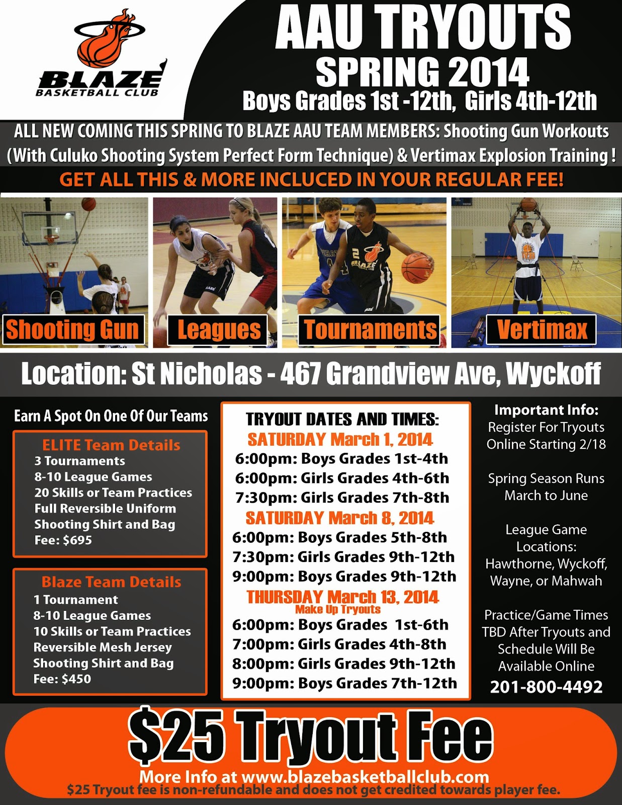 HOME OF THE BLAZE BASKETBALL CLUB SPRING AAU TRYOUTS
