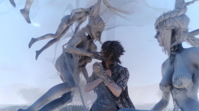 belles copies d'écran du jeux Final Fantasy XV avec Shiva, Altissia et Chainsaw Weapons