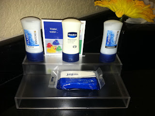 a group of personal care products on a counter