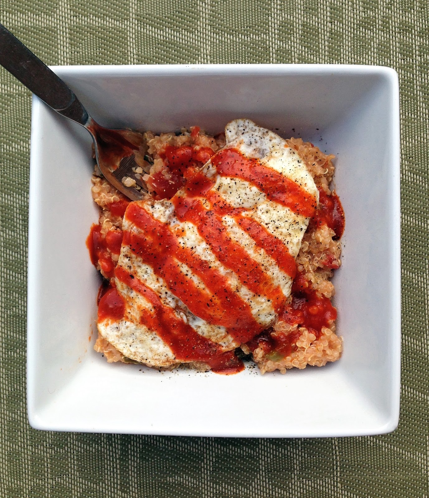 taylor made fast & easy meal idea spicy quinoa with a fried egg