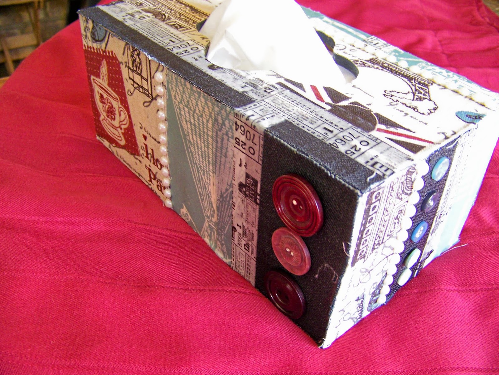 A Pretty Talent Blog Decoupage a Tissue Box with Fabric