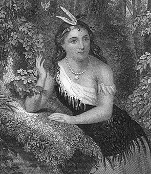 Pocahontas wearing a necklace